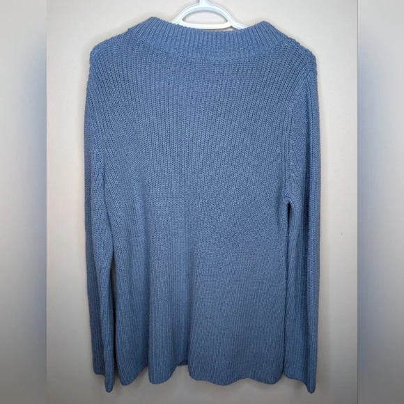 TALBOTS Blue Scoop Crew Neck Patterned Knit 100% Cotton Sweater Womans Medium - Picture 2 of 7